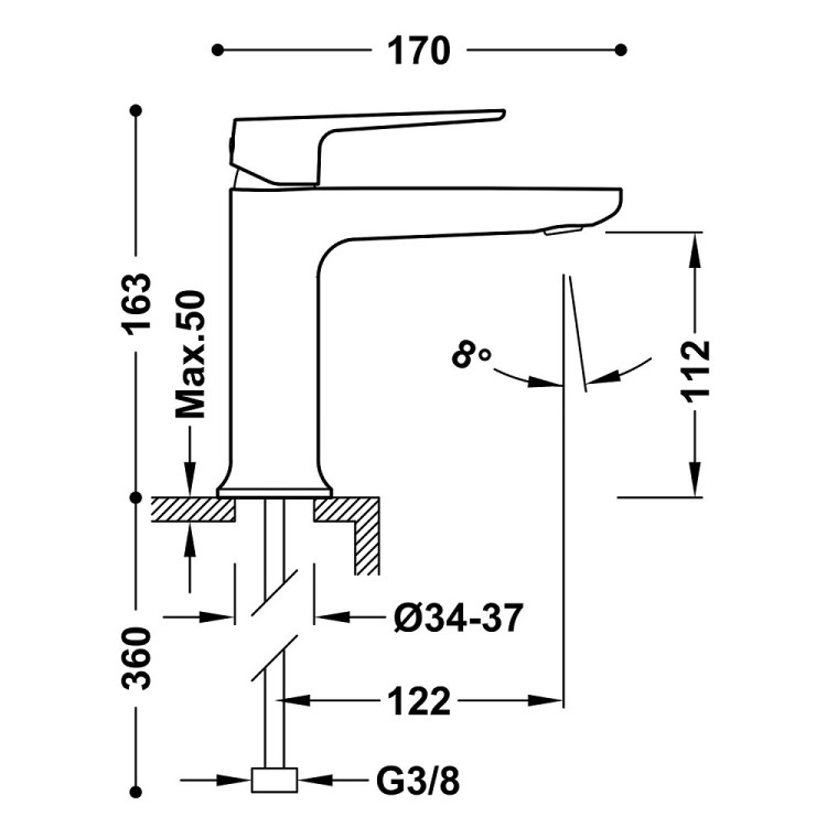 Izlietnes maisītājs LOFT TRES, balts matēts 22210301BM