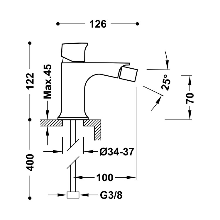 Bidē maisītājs LOFT TRES, golden cava 22212002CA