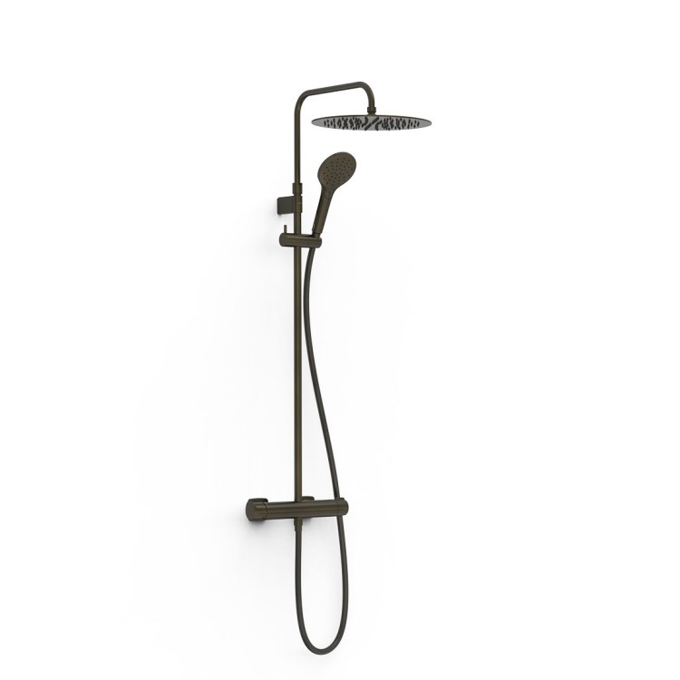 Dušas sistēma TRES LOFT Duo-confort  ar stacionāro un rokas dušu, melna bronza 22219901KMB