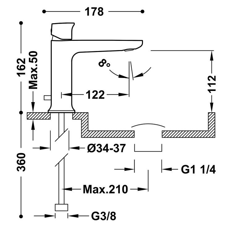Izlietnes maisītājs LOFT TRES ar automātisko noteces vārstu, hroms 22210402DA