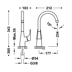 Izlietnes maisītājs paaugstināts CANIGO TRES, hroms 21730801