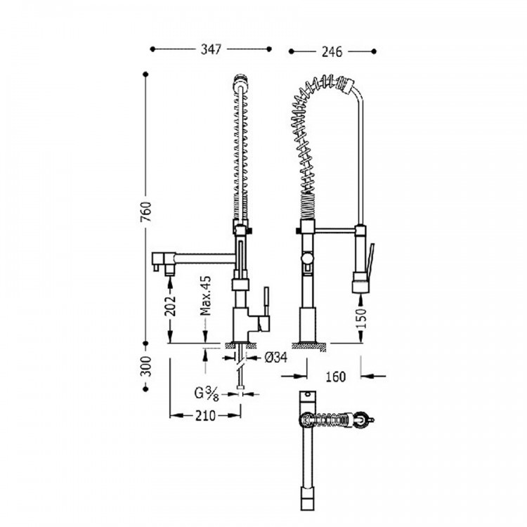 Virtuves izlietnes maisītājs TRES, hroms 130495