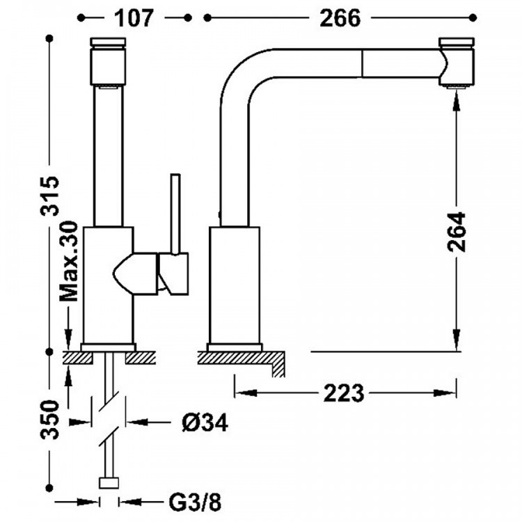 Virtuves izlietnes maisītājs MAX-TRES, hroms 162438