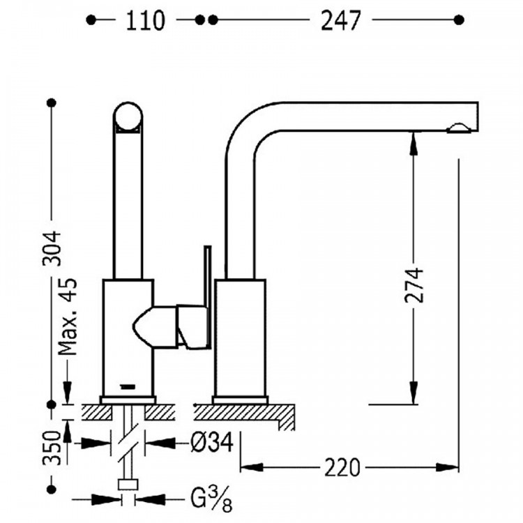 Virtuves izlietnes maisītājs LEX-TRES, hroms 181436