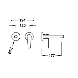 Iebūvējamā izlietnes maisītāja TRES CLASS dekoratīvā daļa, izteka 17.7cm, 20530021