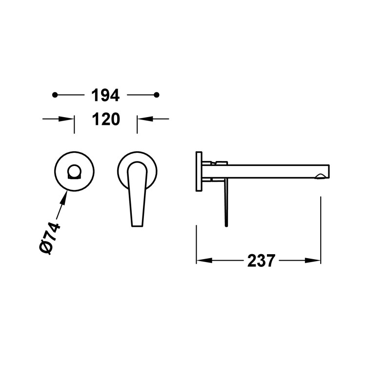 Iebūvējamā izlietnes maisītāja TRES CLASS dekoratīvā daļa, izteka 23.7cm, 20530022
