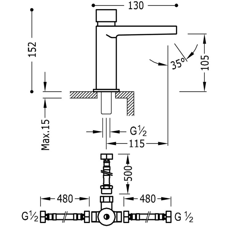 Izlietnes krāns ar taimeri CLASS-TRES, 20511202