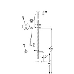 Termostata vannas/dušas sistēma TRES FLAT ar stacionāro un rokas dušu Therm-Box, 20425006
