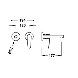 Iebūvējamā izlietnes maisītāja TRES Flat dekoratīvā daļa 17.7cm, 20430021