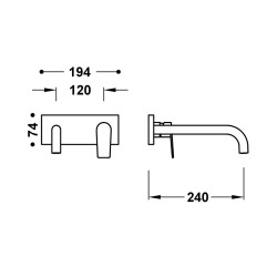 Iebūvējamā izlietnes maisītāja TRES PROJECT dekoratīvā daļa 24cm, balts matēts, 21130032BM