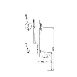 2-virzienu iebūvējamais vannas un dušas maisītājs TRES Study ar stacionāro un rokas dušu Rapid-Box, 26238006