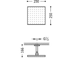 Dušas galva ar turētāju TRES Antilime 25x25 cm, hroms 03412102