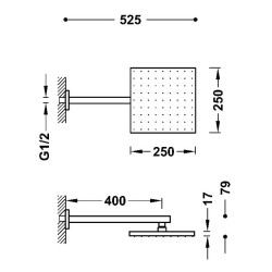 Dušas galva TRES Antilime ar turētāju 25x25 cm, hroms 134233