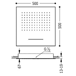 Dušas galva TRES Antilime 50x50 cm, 29995501
