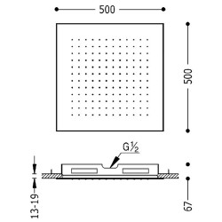 Dušas galva TRES Antilime 50x50 cm, 134951