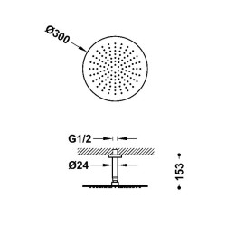 Dušas galva TRES Antilime ar turētāju D30 cm, hroms 134331