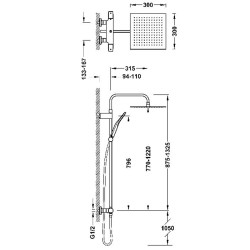 Termostata dušas sistēma TRES OVER WALL, 19038702