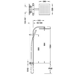 Termostata dušas sistēma TRES OVER WALL, 19039305