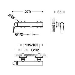 Dušas maisītājs ar dušu TRES FUJI, matēts rozā zelts 28116701OPM