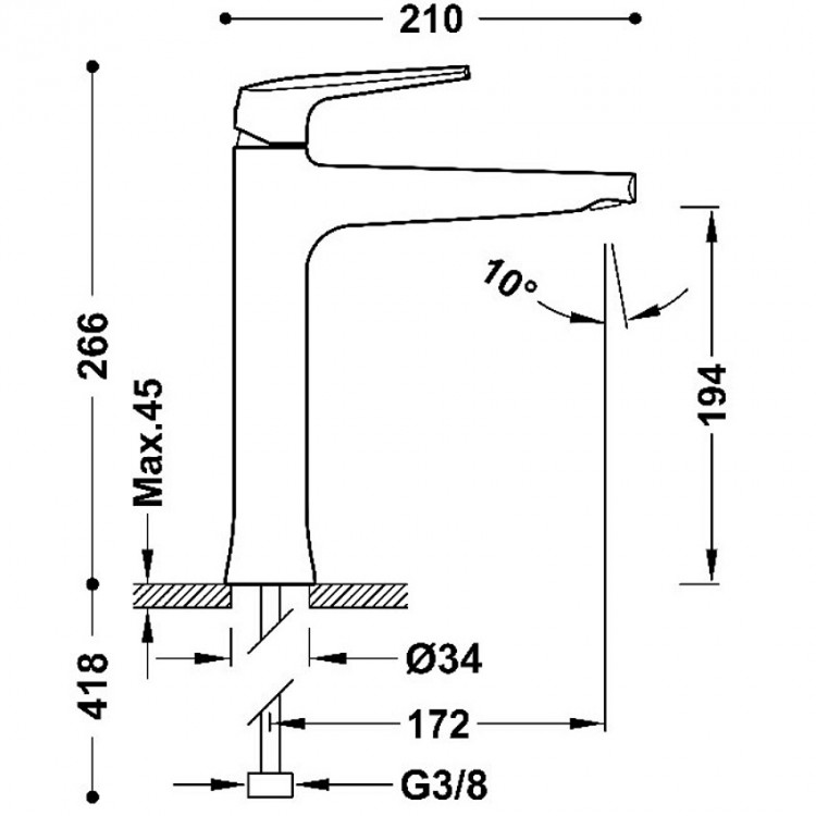 Izlietnes maisītājs paaugstināts TRES FUJI, matēts rozā zelts  28120301OPM