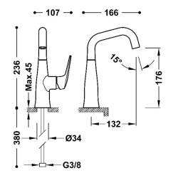 Izlietnes maisītājs TRES FUJI, matēts rozā zelts 28144701OPM