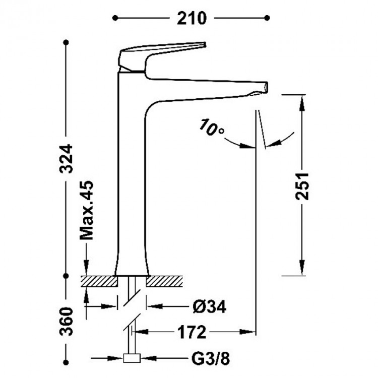 Izlietnes maisītājs paaugstināts TRES FUJI, golden cava 28180301CA