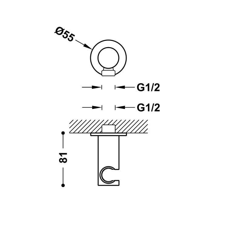 Dušas izvads no sienas TRES 1/2 x 1/2 āv, 21518221