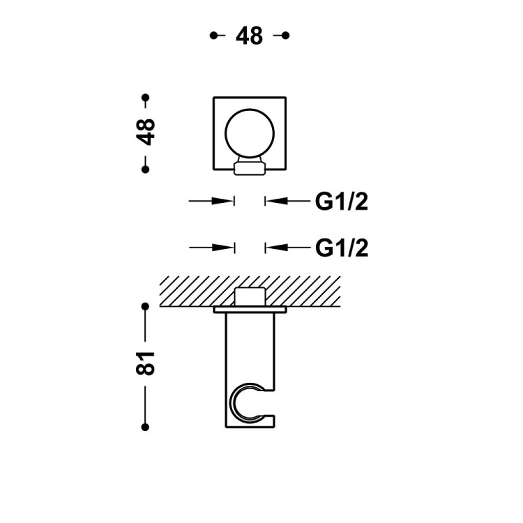 Dušas izvads no sienas TRES 1/2 x 1/2 āv, 21618221