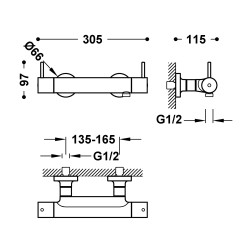 Termostata dušas jaucējkrāns ar medicīnisko sviru TRES, 09026401
