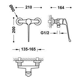 Termostata dušas jaucējkrāns ar medicīnisko sviru TRES, 2151671011