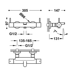 Termostata vanns/dušas jaucējkrāns ar medicīnisko sviru TRES, 19027410
