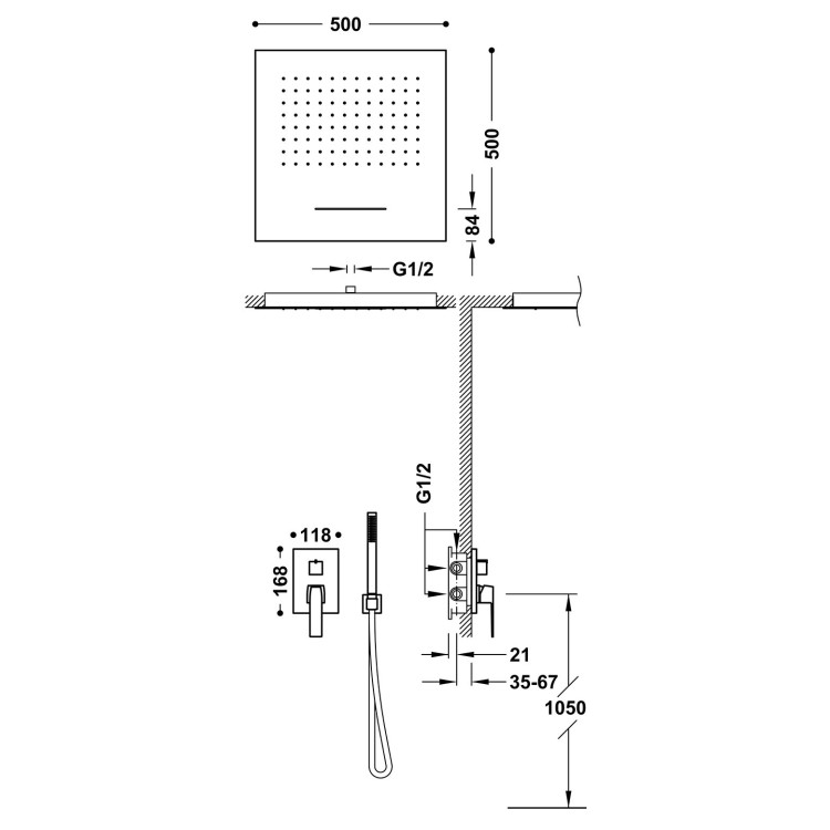 Dušas sistēma iebūvējamā TRES SLIM 3-ceļu Rapid-Box, 20227302