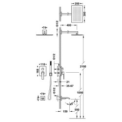 Dušas sistēma iebūvējamā TRES SLIM 3-ceļu Rapid-Box, 20227303