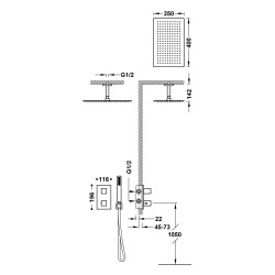 Termostata dušas sistēma TRES SLIM 2-ceļu , 20225053