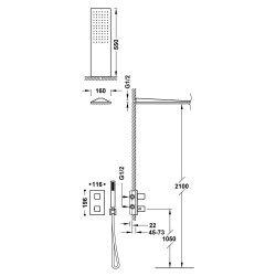 Termostata dušas sistēma TRES SLIM 2-ceļu , 20225055OR