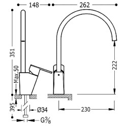 Virtuves izlietnes maisītājs TRES, hroms 183341