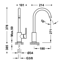 Virtuves izlietnes maisītājs TRES BASE PLUS, hroms 21644010