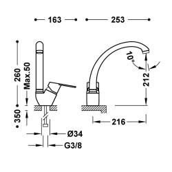 Virtuves izlietnes maisītājs TRES Kitchen, hroms 139441