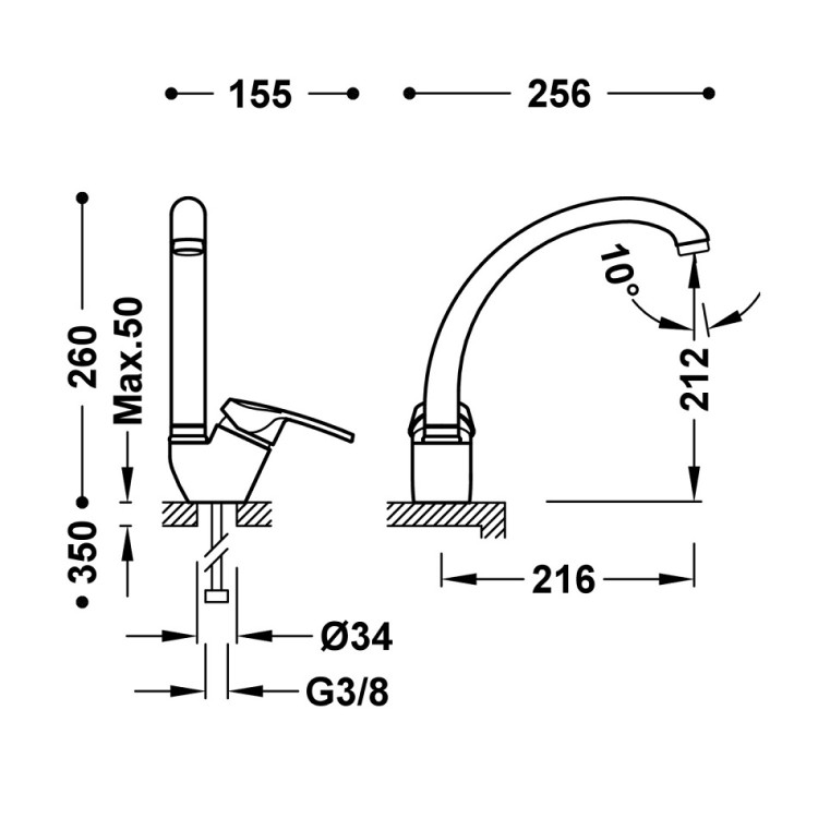 Virtuves izlietnes maisītājs TRES Kitchen, hroms 17044102