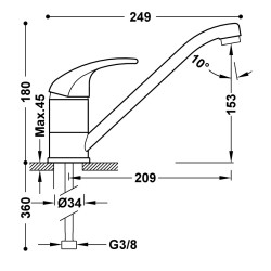 Virtuves izlietnes maisītājs TRES Kitchen, hroms 172333