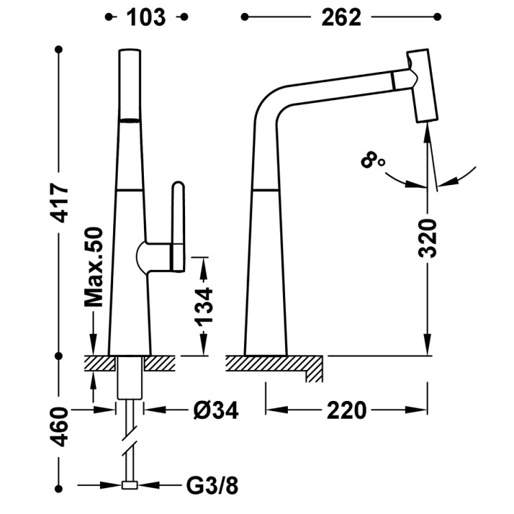 Virtuves izlietnes maisītājs ar izvelkamu izteku, hroms 23043801