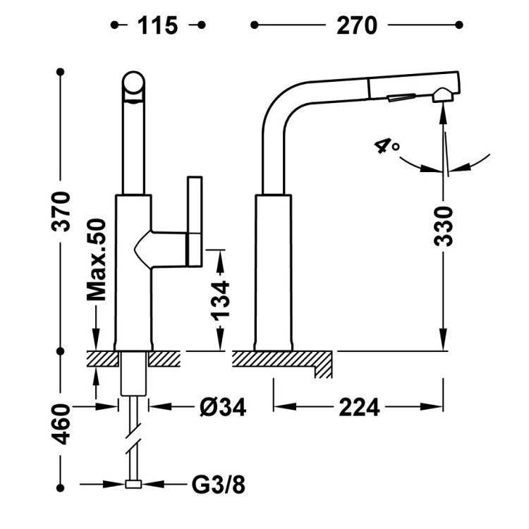 Virtuves izlietnes maisītājs ar izvelkamu izteku, hroms 23043803
