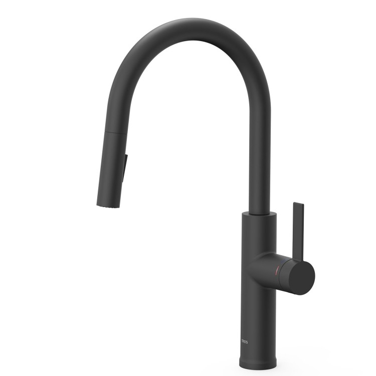 Virtuves izlietnes maisītājs ar izvelkamu izteku, melns matēts 23043804NM