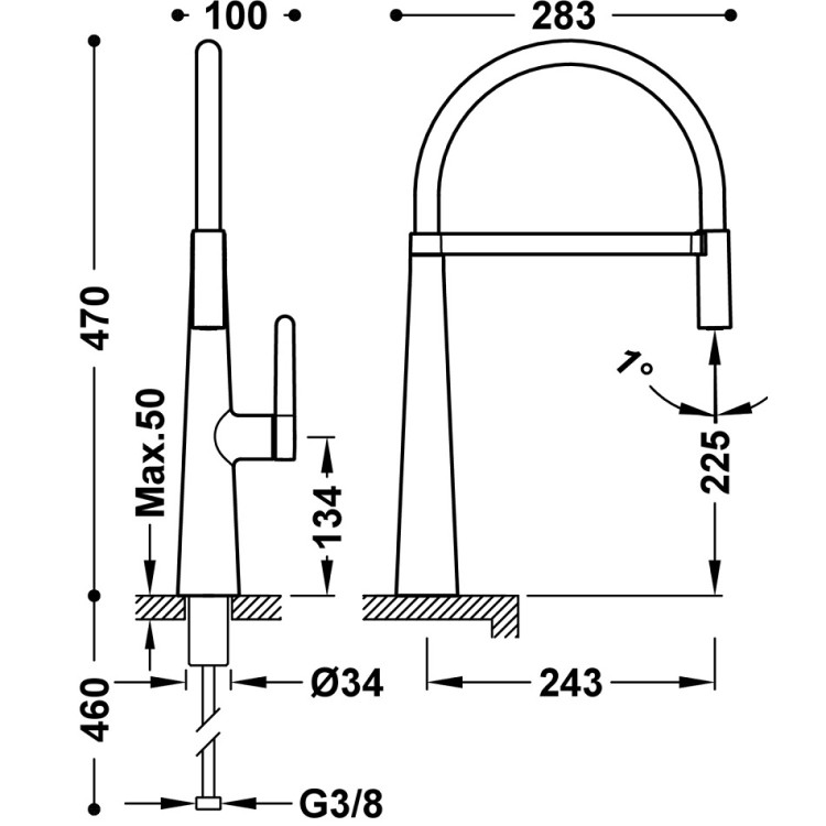 Virtuves izlietnes maisītājs ar elastīgu izteku TRES, 20548702