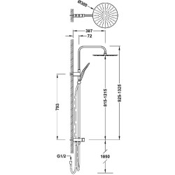 Dušas komplekts TRES ar stacionāro un rokas dušu, 19063502