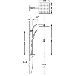 Dušas komplekts TRES ar stacionāro un rokas dušu, 19063504