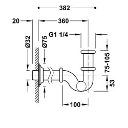 Izlietnes sifons teleskopisks ar revīzijas lūku TRES 1 1/4x32, 03463820AC