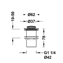 Sifona izplūde TRES 1 1/4 Click-Clack 37mm, hroms, 13454070