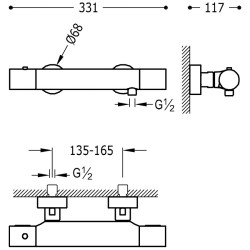 Termostata dušas maisītājs STUDY-TRES, hroms 06116201