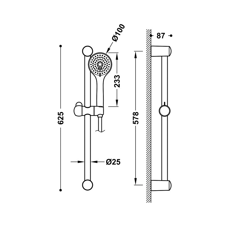 Dušas komplekts TRES Dušas komplekts 3 režīmi, hroms 134923